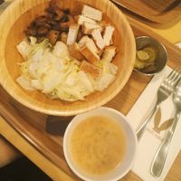 tofu rice bowl - didn't drink the soup as couldn't be sure was vegan  at March Rabbit - Gang-nam gu - 마치 래빗 in Seoul