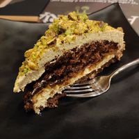 Torta Pan di Spagna al Cioccolato, Crema e Pistacchio at Arrecrià Bistrot in Naples