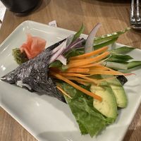 I had the veggie roll made as a hand roll which I love but you can have it cut regular if you want too!  at Mutuo - Sabor Nikkei in San Juan