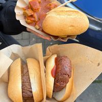 Currywurst, Frikadellen und Leberkäsebrötchen at Die Vegane Fleischerei - Hamburg in Hamburg