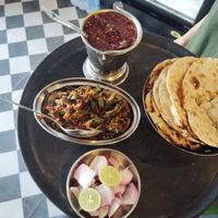 Bhindi masala, dal tadka and roti at Harman Pure Veg in Siolim