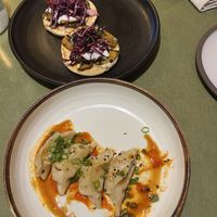 gyoza and mushroom shawarma   at The Coup in Calgary