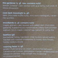 Desert menu at The Coup in Calgary