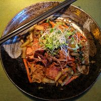 "In the noods" noodle bowl with tofu add-on at The Coup in Calgary
