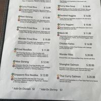 Menu page 1  at Wonder Kitchen in Bethlehem