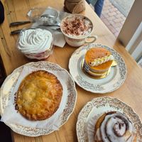 Shortbread, passionfruit tarte, apple turnover, cinnamonroll at Chez Hansel et Gretel in Quebec