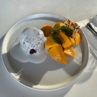 Mango sticky ricee  at Satdha Plant Based Thai Kitchen in Santa Monica