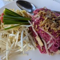 Beet-infused vermicelli noodles were incredible! at Satdha Plant Based Thai Kitchen in Santa Monica