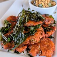 Tod mun at Satdha Plant Based Thai Kitchen in Santa Monica