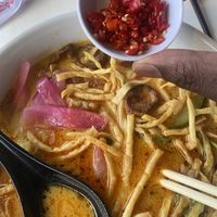 Curry ramen with chillis   at Satdha Plant Based Thai Kitchen in Santa Monica