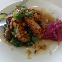 shallot tempeh at Satdha Plant Based Thai Kitchen in Santa Monica