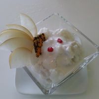 taro tapioca pudding at Satdha Plant Based Thai Kitchen in Santa Monica