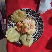 Vegan ceviche with fried plantain at La Cevicheria in Palomino