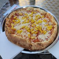 vegan "New York" style pizza... pretty pretty pretty bad at Buchman's Diner in Jerusalem