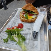 croissant with halloumi cheese and fried egg was good at Buchman's Diner in Jerusalem