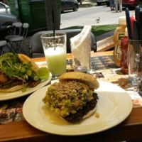 Big burgers and juices. at A Mano Gin & Burgers in Vina Del Mar