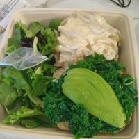 Latex glove with the RDF burger (extra topping) at LAX - Real Food Daily - T4 in Los Angeles