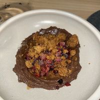 Vegan chocolate cream with olive oil and crumble  at Domo in Barcelona