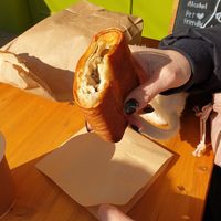 Cheese Swiss style pastry 2/10 I really disliked the ham inside made me feel sick and was quite unpleasant at URT 유알티 in Seoul