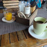 Sanddorn Nektar und Pott Kaffee at Café Knatter - Restaurant & Pension in Ueckeritz