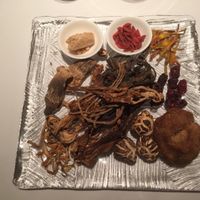 Dried ingredients for soup. On display before eating. at Cantonese en Ken Takase in Tokyo