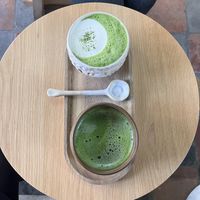 Matcha latte and ceremonial matcha   at Osuke Sabo in Utrecht