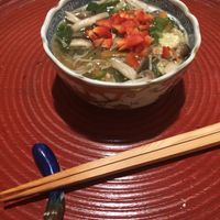 Yuba and vegetable with mushrooms soup at Itosho in Tokyo