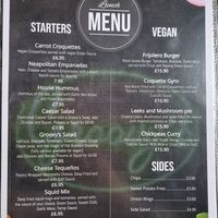 Vegan menu at Groovy's in Falkland Islands