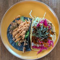 Butter Soy Curl Taco (left) and Pad Kra Pao-style Tofu Taco (right) at Norah - Alberta in Portland