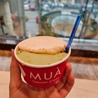 Pistachios and salted peanuts flavored icecream at Muà in Izmir