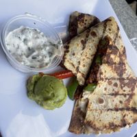 Vegan quesadillas with vegan cheesee  at Tia's Tacos in Daytona Beach