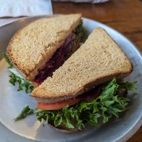 Beet LT on sweet potato wheat bread at Cold Hollow Cider Mill in Waterbury Center