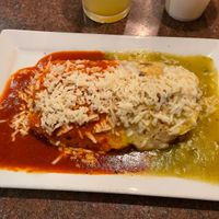 Veggie burrito with 50/50 sauce & vegan cheese   at Agave Maria's Restaurant & Cantina in Ojai