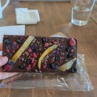 Dark chocolate blueberry mango bar at MMELO Boutique Confections in Columbus