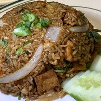 Spicy Basil Fried Rice: Thai Basil, Onions, Scallions, Bell Peppers, Chili Jam, add Tofu at Thai Table in Grand Rapids