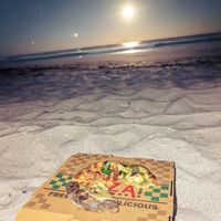 Sourdough Pizza leftovers at the beach. at Ittle Litaly in Coral Gables