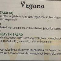 Vegan menu  at Tipsy Tacos  in Pakenham