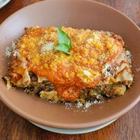 Lasanha de capoeira com tofupiry e bolonhesa de soja. at Rango Vegan in Salvador