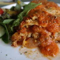 Lunch menu lasagna at Rango Vegan in Salvador