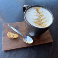 Coffee with oat milkk  at Ground Art Caffe in Cape Town