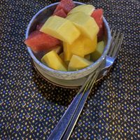 Free fruits for dessert!  at Khouch & Sarin in Kampot