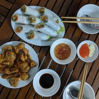 Fresh spring rolls and fried mushrooms at Yen Ninh in Dien Bien Phu