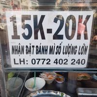 Prices and information at Banh MI Chay in Ho Chi Minh City