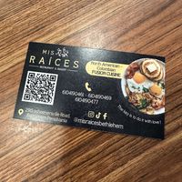 Business card  at Mis Raices in Bethlehem