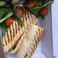 Vegan sausage and chutney panini   at Seahouses Cafè in Seahouses