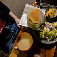Burger meal at Organic House Salute in Kyoto