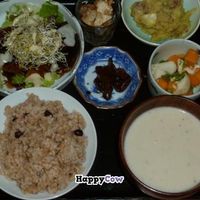 Brown rice set at Organic House Salute in Kyoto