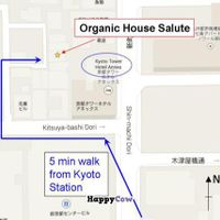 Map and Direction from Kyoto Station  at Organic House Salute in Kyoto