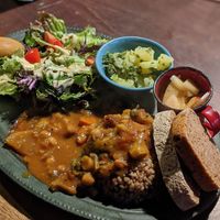 Vegan curry plate at Organic House Salute in Kyoto