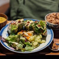 Raw spring roll set at Organic House Salute in Kyoto